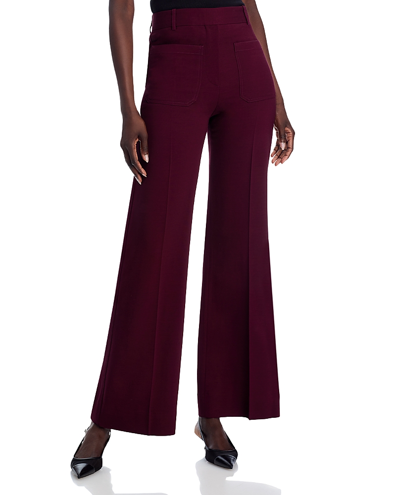 Shop Victoria Beckham Alina Wide Leg Pants In Port