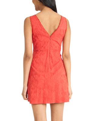 V Neck Crochet Trim Mini Dress