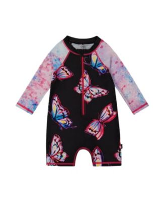 Deux par Deux - Girls' Printed Long Sleeve One-Piece Rashguard - Big Kid