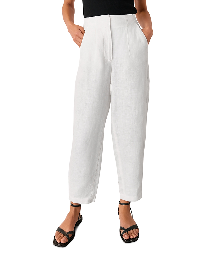Whistles Linen Barrel Leg Trousers In White