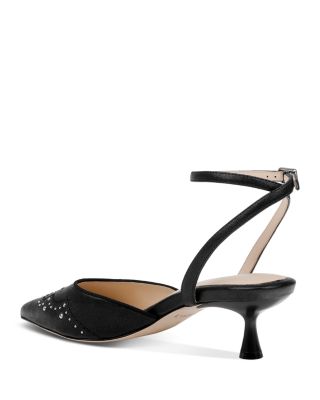 Women's Liana Pointed Toe Stud Detail Kitten Heel Pumps