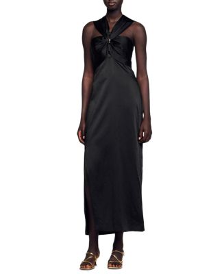 sandro draped satin effect dress Draped Satin-Effect Dress by Sandro at THE MILE