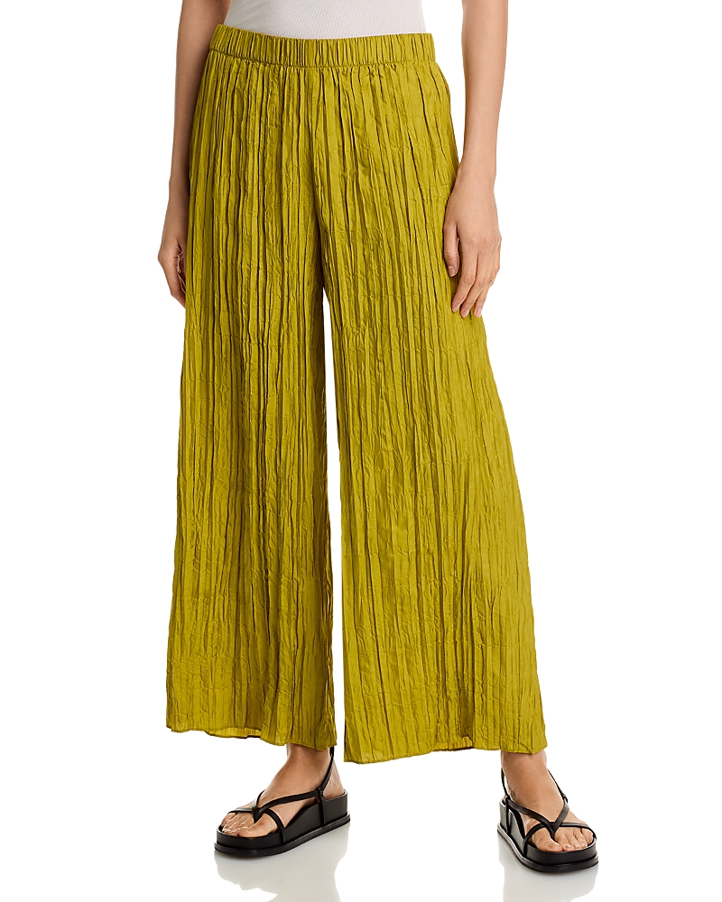 Eileen Fisher Crushed Silk Wide Leg Ankle Pants