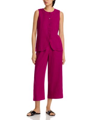 Linen Cropped Wide Leg Pants