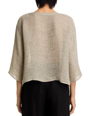 Bateau Neck Boxy Linen Blend Top  