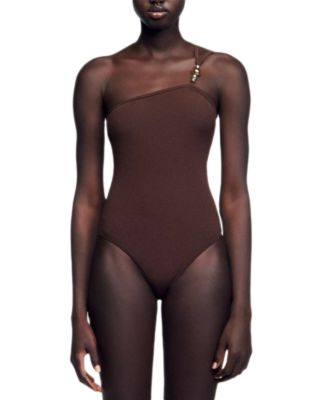 Angele Asymmetric Ribbed Leotard