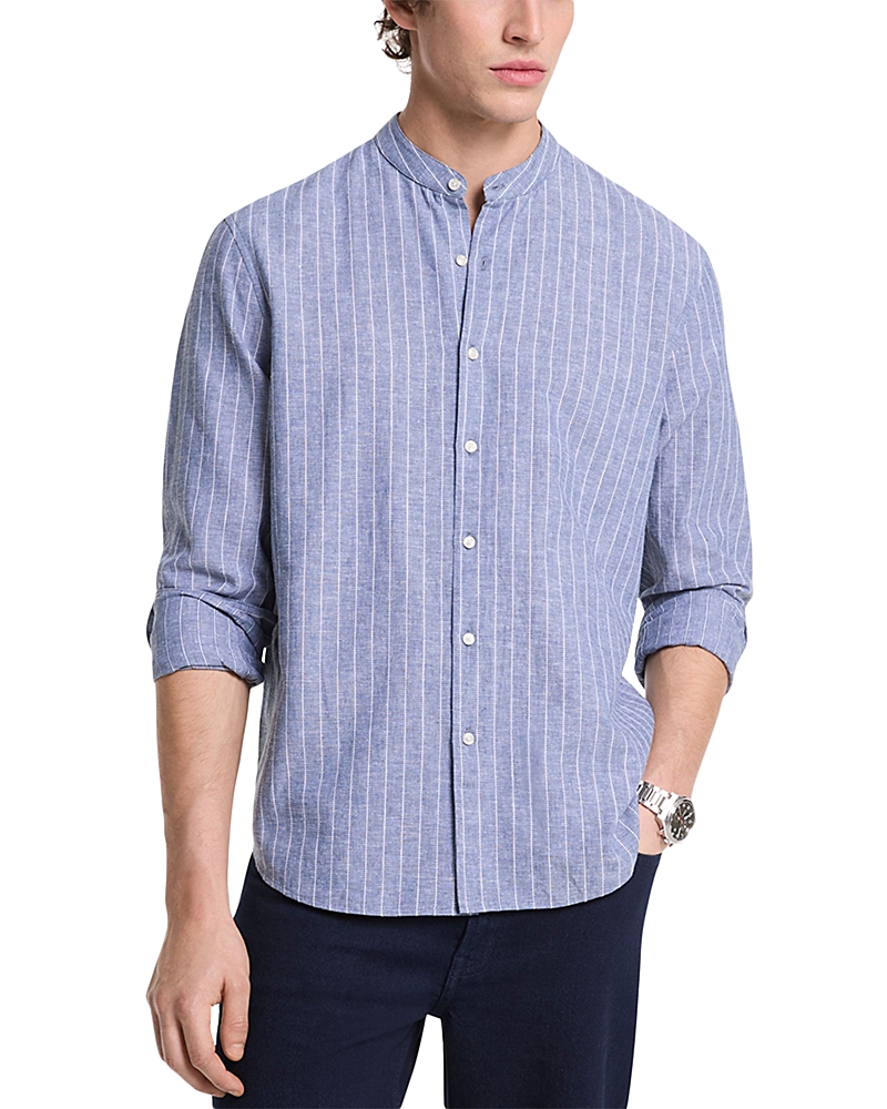 Michael Kors Linen And Cotton Blend Striped Shirt