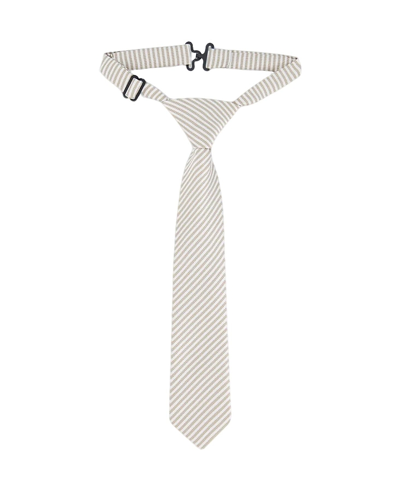 Deux Par Deux Boys' Neck Tie - Little Kid, Big Kid In Light Taupe Striped