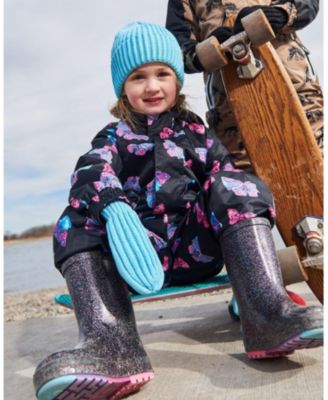 Girls' Rain Boots Black with Glitter - Toddler, Little Kid, Big Kid