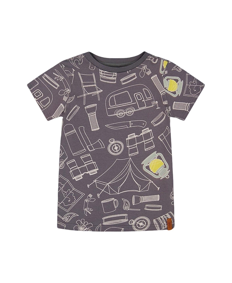 Deux Par Deux Little Boy's Printed Organic Cotton Tee Grayish Blue And Camping