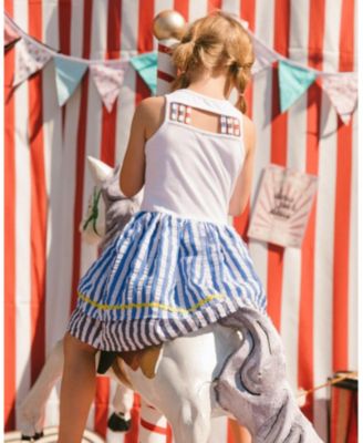  Girls' Bi-Material Cotton and Seersucker Dress - Little Kid