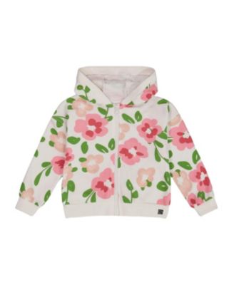 Deux par Deux - Girls' Printed French Terry Hoodie Cardigan - Little Kid