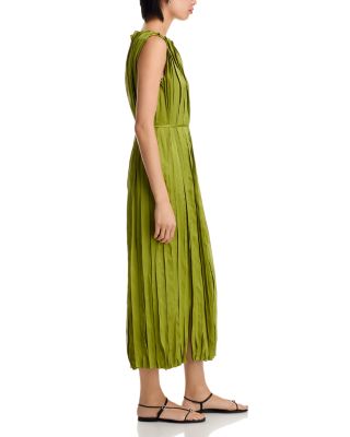 Sleeveless Satin Panel Midi Dress
