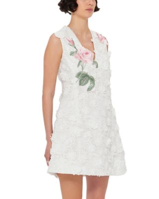 Briana V Neck Embroidered Lace Mini Dress