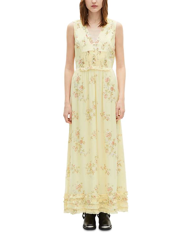 The Kooples V Neck Sleeveless Dress In Yellow