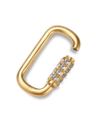 14K Yellow Gold White Topaz Oval Charm Holder