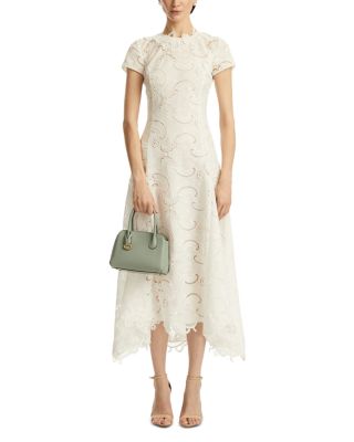 Short Sleeve Scroll Guipure Day Dress