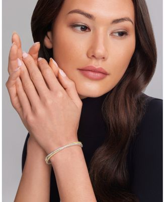 Sterling Silver & 18K Yellow Gold Caviar Lux Diamond Bangle Bracelet