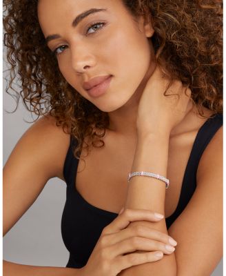 Sterling Silver Pink Caviar Pink Ceramic Bead Link Bracelet