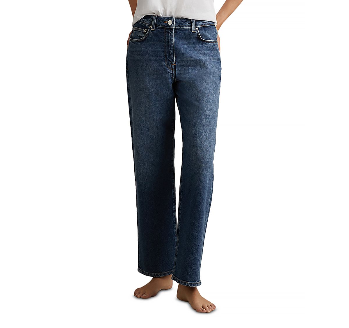 Reiss Selin Straight Leg Mid Rise Jeans