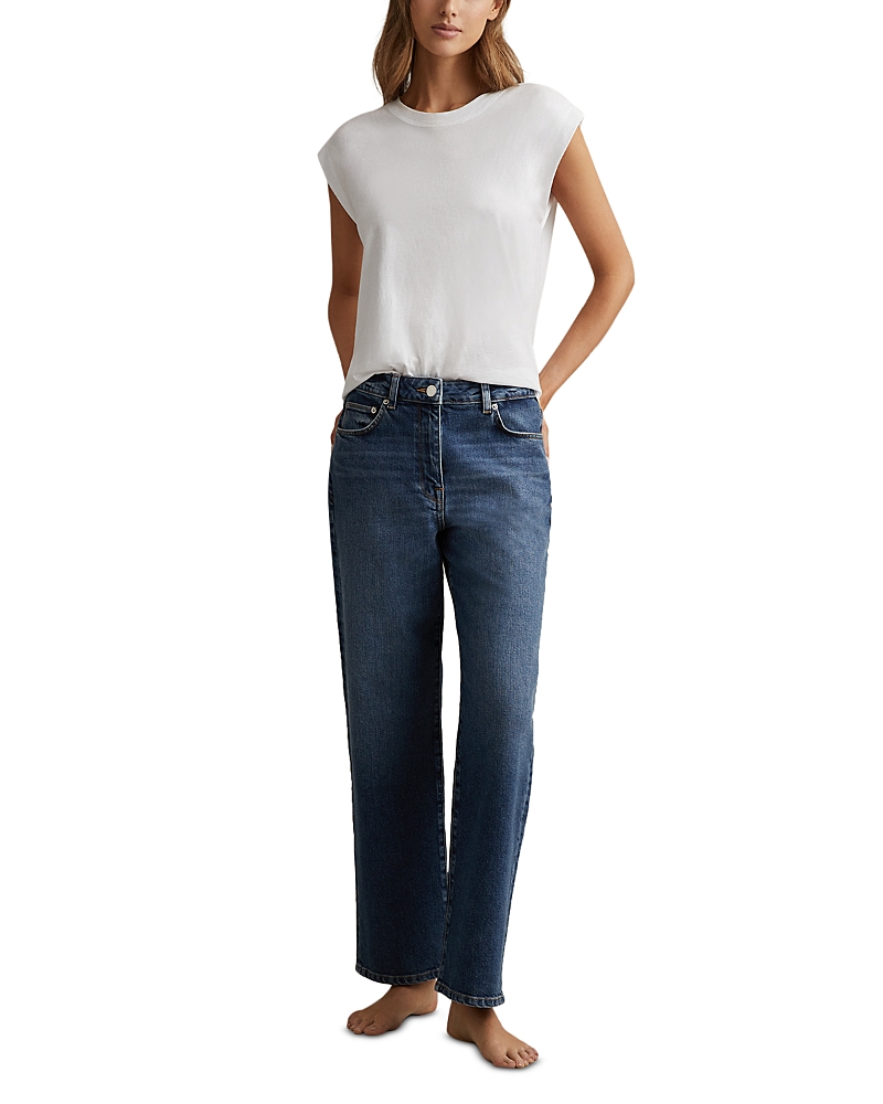 Reiss Womens Selin Mid-rise Straight-leg Denim Jeans Mid Blue