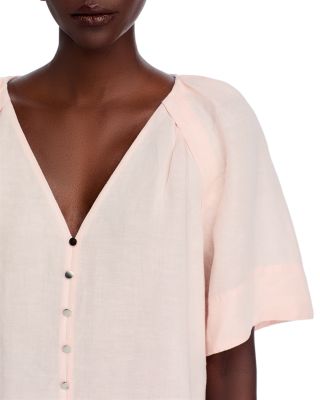V Neck Elbow Sleeve Top