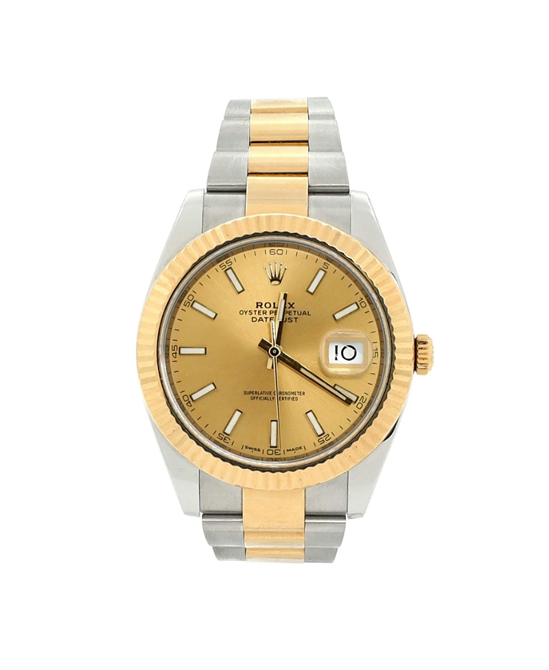 Pre-owned Pre-owned Rolex Rolex Oyster Perpetual Datejust Automatic Watch In Stainless Steel And Gold 41mm In Dial Color: Gold
