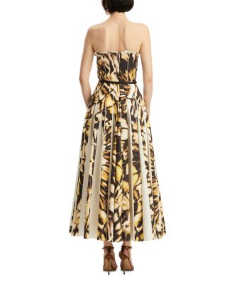 Strapless Pleated Butterfly Poplin Dress