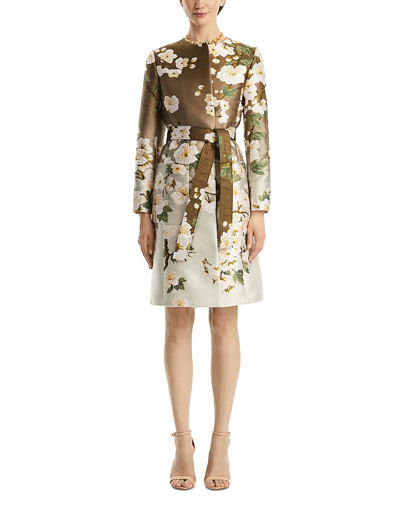 Oscar De La Renta Cherry Blossom Degrade Jacquard Coat