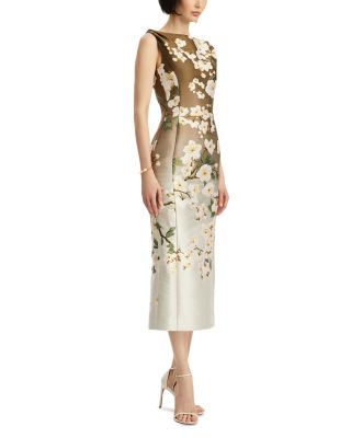 Sleeveless Jacquard Ombre Cherry Blossom Dress