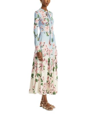 Long Sleeve Cherry Blossom Degrade Jersey Dress