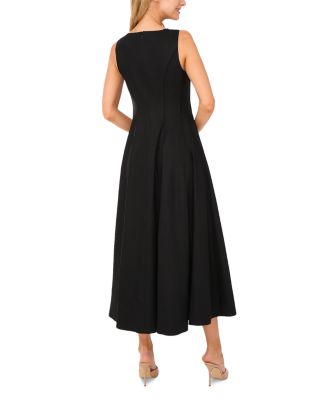 Sleeveless V Neck Pleated Maxi Dress