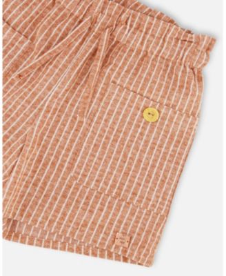 Girls' Linen Short with Pockets- Little Kid