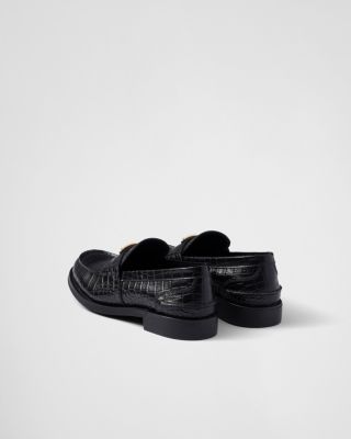  Women's Croco-Print Leather Loafers