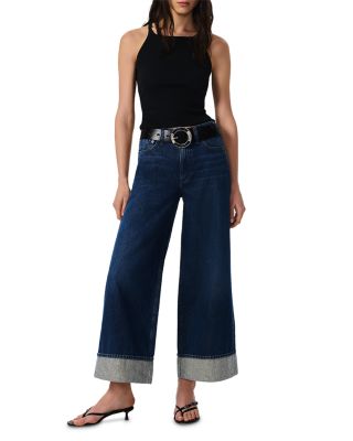 Sofie Jewel Cuff High Rise Wide Leg Ankle Jeans in Dawn Jewel