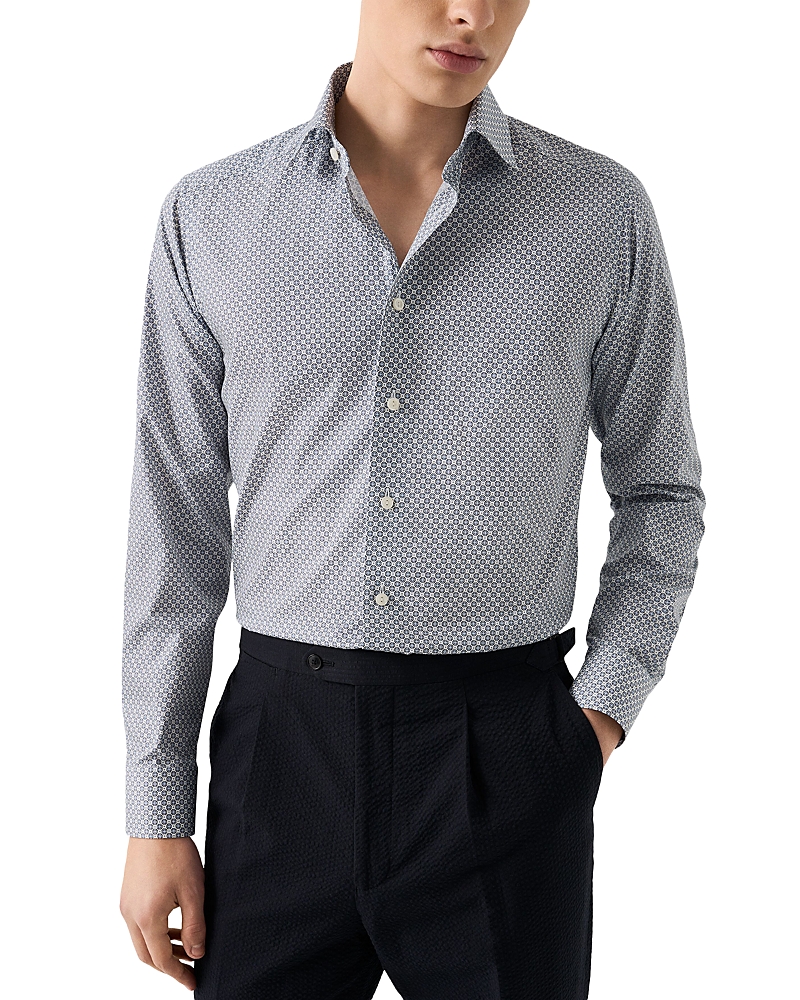 Eton Printed Long Sleeve Button Front Shirt