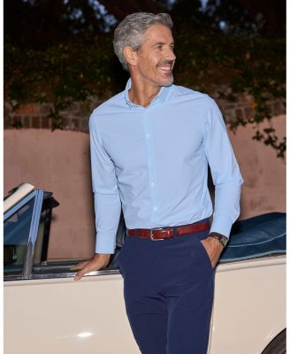 Leeward LS Dress Shirt Light Blue Straton Check