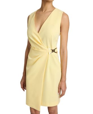 TILLY Sleeveless Faux Wrap Dress in Techno Crepe