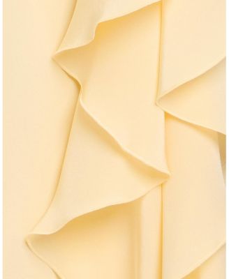 EMERSON Sleeveless Silk Midi Dress with Skirt Side Cascading Ruffles