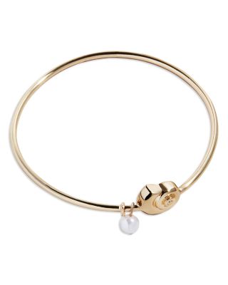 Lucia Shell & Imitation Pearl Bangle Bracelet
