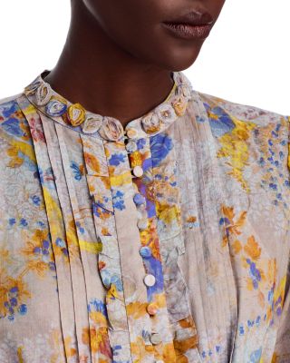 Hilary Floral Pintuck Flounce Mini Dress