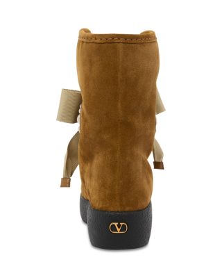 Women's Lace Up Suede Bow Boots