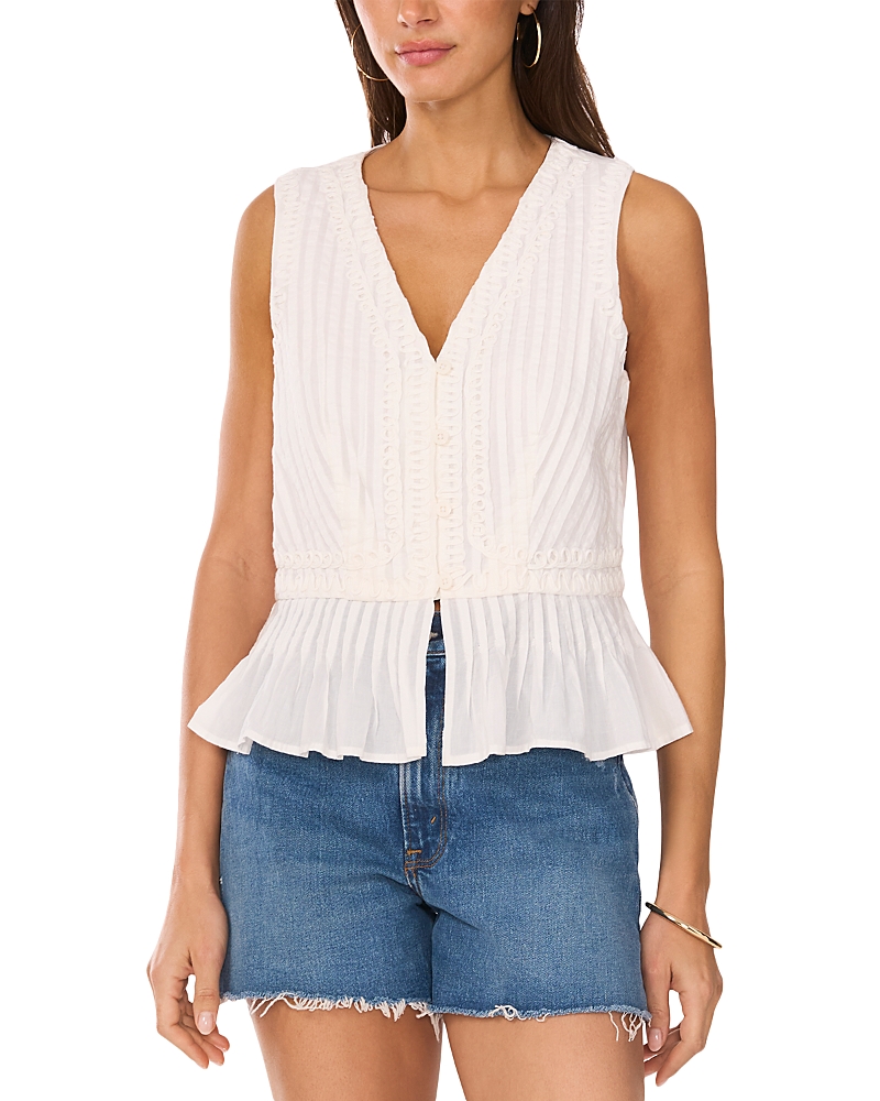 Vince Camuto Pintuck V Neck Peplum Tank