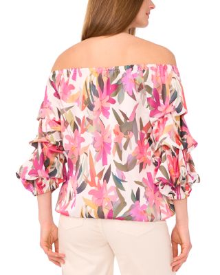 Off Shoulder Balloon Sleeve Top