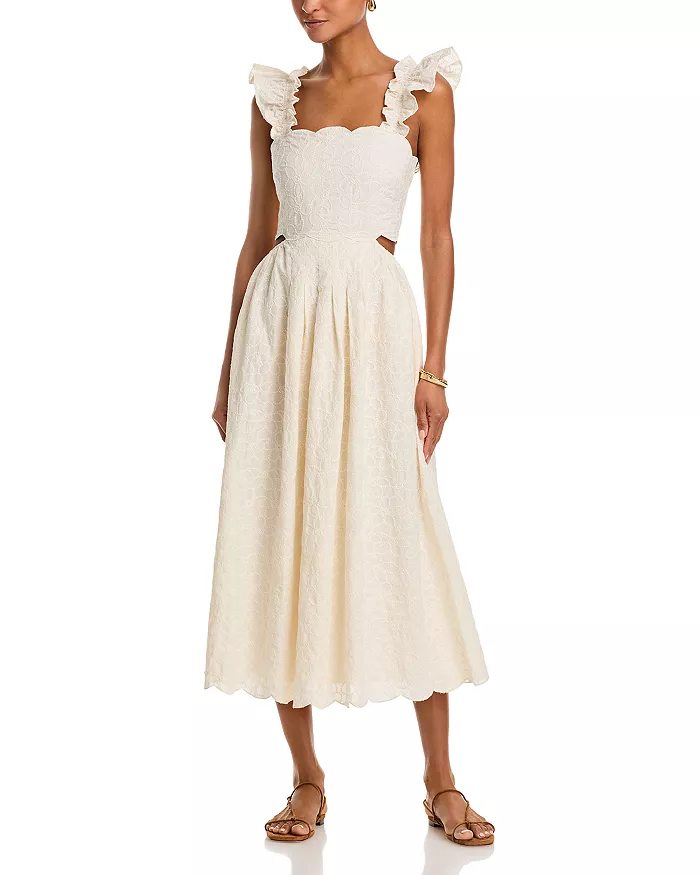 Embroidered Scallop Trim Dress
