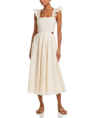 Embroidered Scallop Trim Dress - Exclusive 