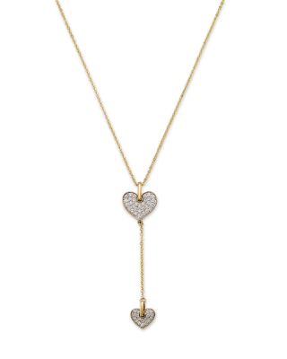 Bloomingdale's Fine Collection - Diamond Double Heart Lariat Pendant Necklace in 14K Yellow Gold, 0.45 tcw