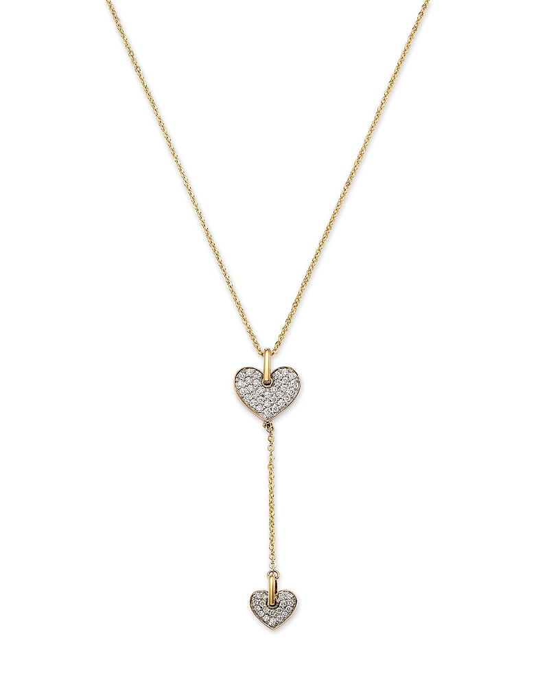 Bloomingdale's Fine Collection Diamond Double Heart Lariat Pendant Necklace in 14K Yellow Gold, 0.45 tcw
