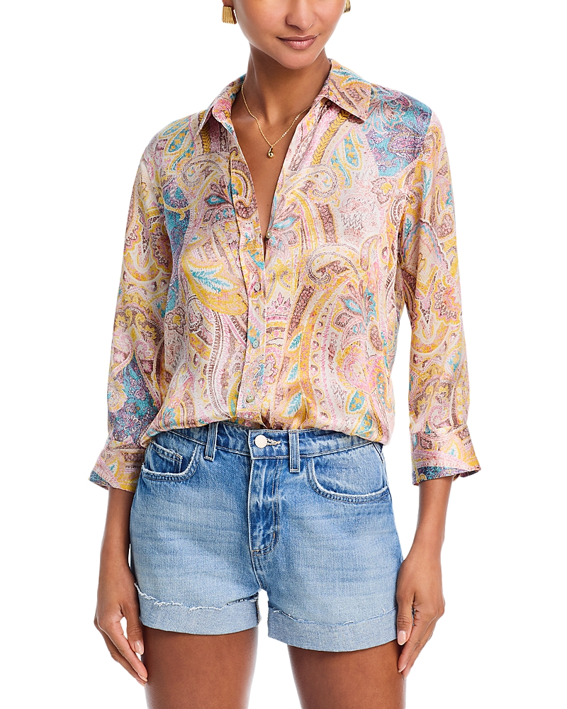 L'Agence Dani Silk Printed 3/4 Sleeve Blouse