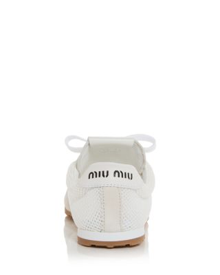 25SS Miu Miu PLUME レースアップ スクエアトゥ ロゴ スニーカー Miu Miu Women's Plume Logo Sneakers | Bloomingdale's